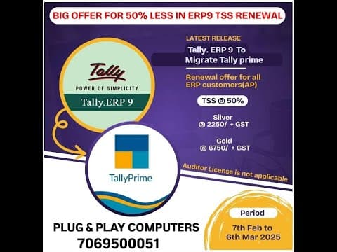 TALLY ERP9 TO TALLY PRIME RENEWAL-UPGRAGDE OFFER (50% DISCOUNT) - Plug & Play Computers Tally tutorial
