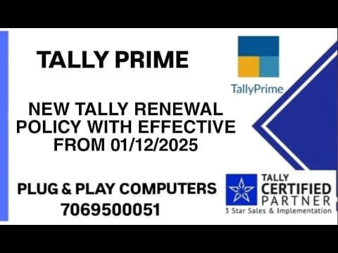 Tally New Renewal / Subscription policy - Plug & Play Computers Tally tutorial