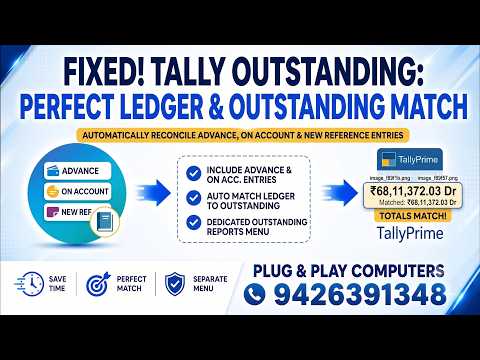 Tally Outstanding Report Mismatch? Fix Ledger vs Outstanding in 1 Click! - Plug & Play Computers Tally tutorial